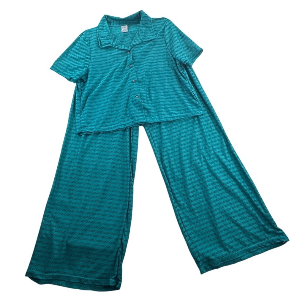 Hurley Womens XL Teal Swim Cover Up 2 Pc Set Sheer Mesh Beach Lounge Stretch‎